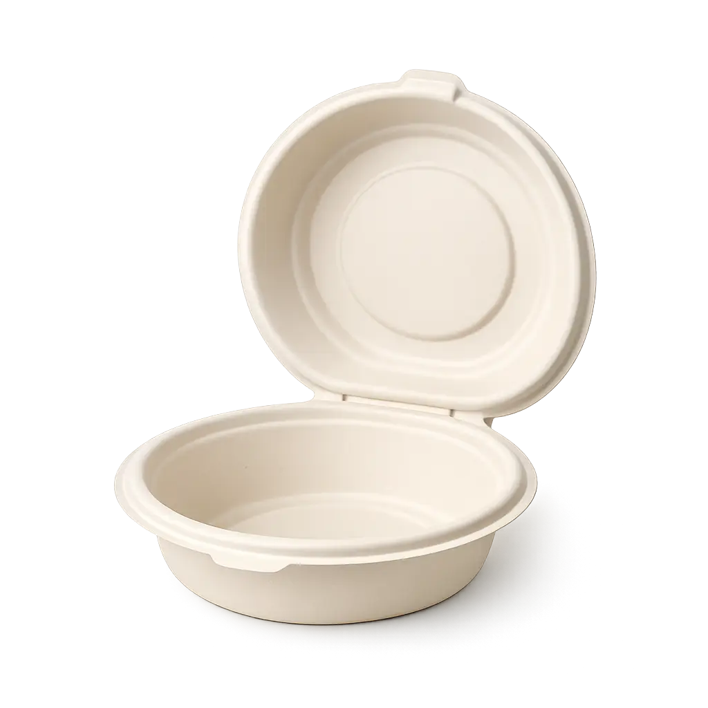 7 Inch Round Clamshell Bagasse Bowl