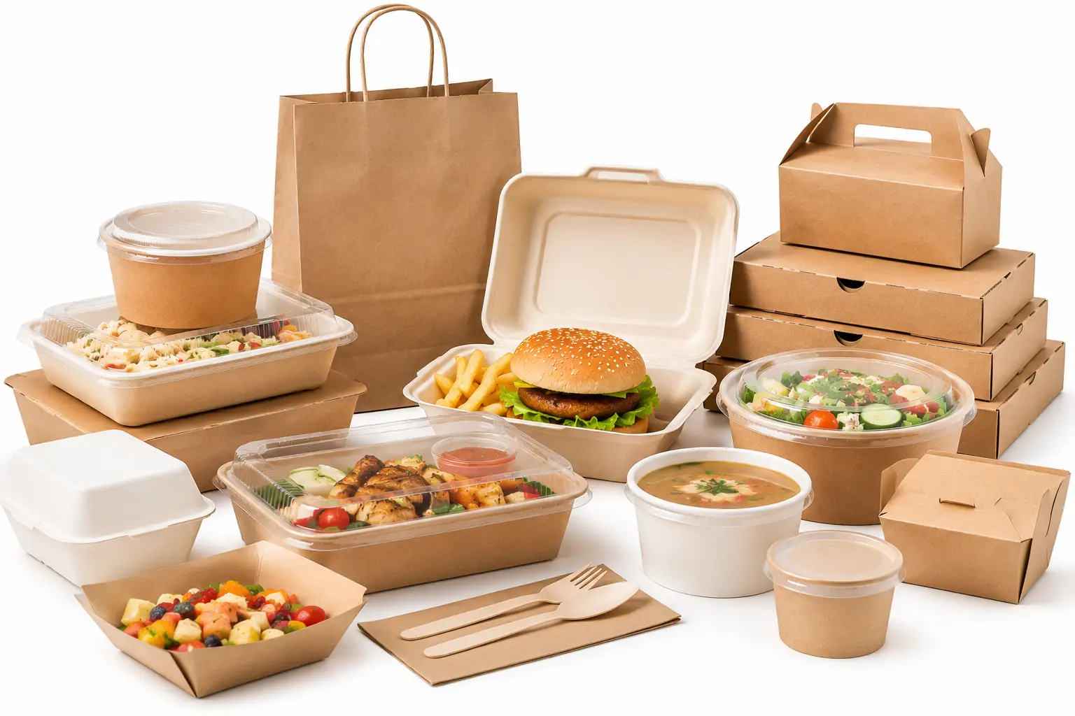 Browse food packaging products including meal boxes, takeaway containers, burger boxes, and disposable food packaging supplies.